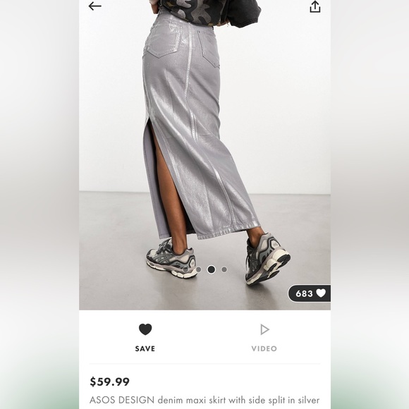 ASOS Silver Denim Maxi Skirt - Picture 3 of 4